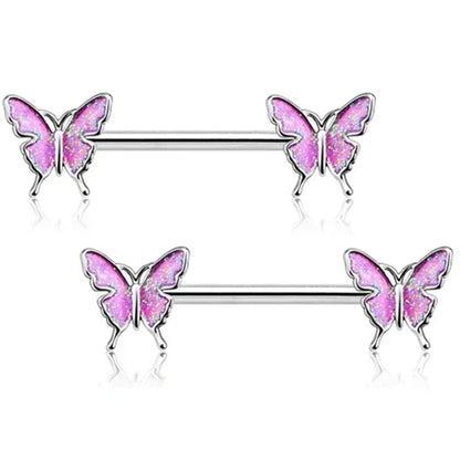 1Pair Green Butterfly Nipple Piercing Jewelry 14G Pink Heart Nipple Rings for Women Flower Nipple Piercing Barbell Pezon Mujer Good Vibrations Adult Super Store