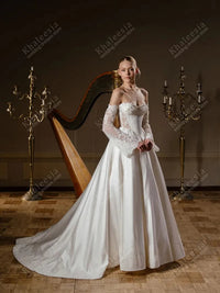 Glamorous Wedding Dresses A Line Satin Bridal Gowns Lace Appliques Strapless Backless Robes Vestidos De Novia Customized 2025 Good Vibrations