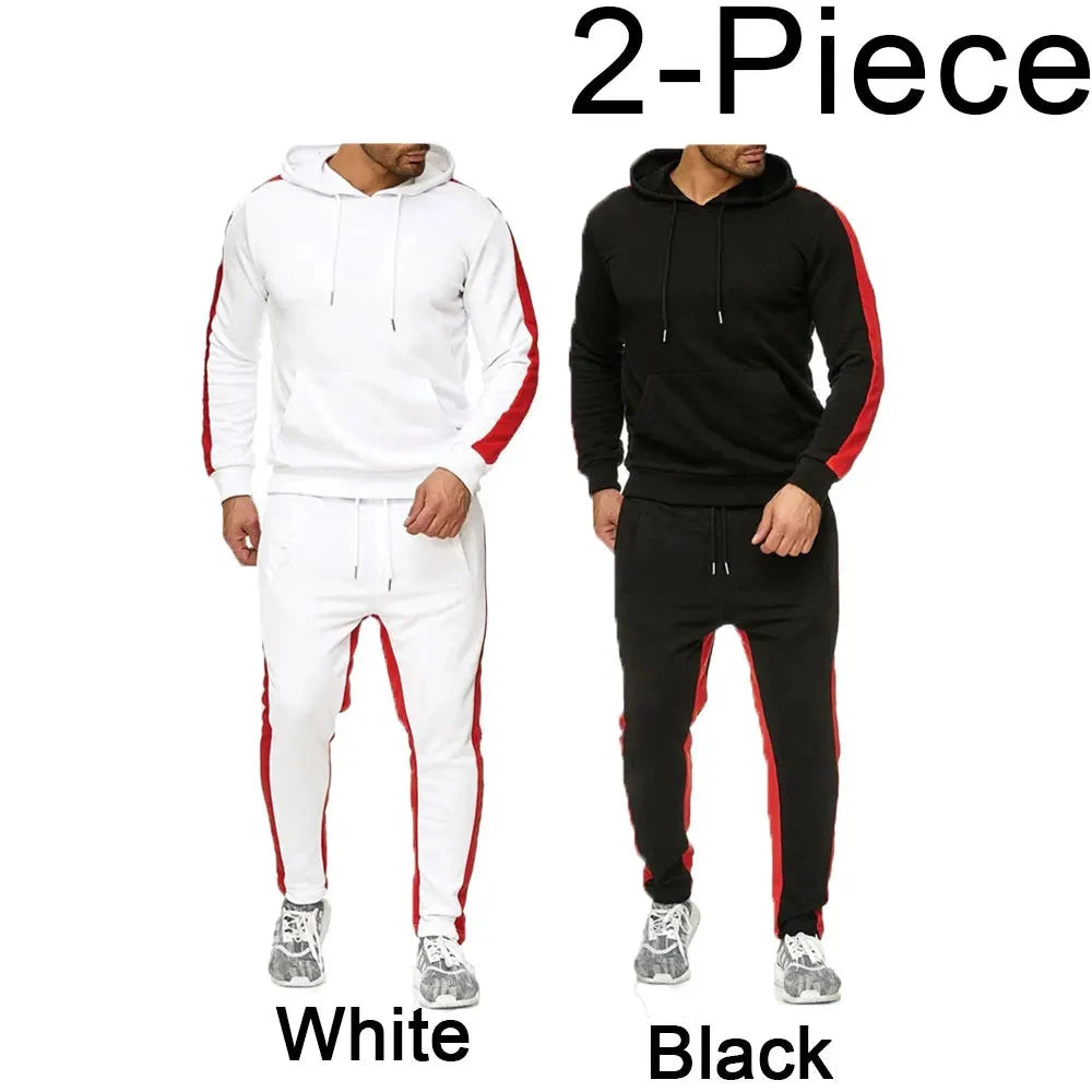 Men's 2 Piece Tracksuit Color Block Sweatsuit Stripes Casual Winter Long Sleeve Warm Moisture Wicking Breathable Sportswear Suit Good Vibrations