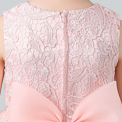 BX8991 White Lace Flower Girl Dress Bows Children's First Communion Dress Girls Sleeveless Princess Dresses Good Vibrations