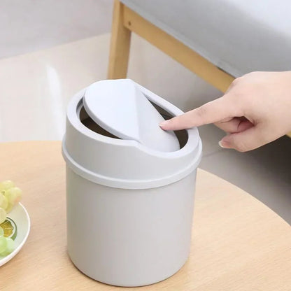 Mini Desktop Bin Small Trash Can Tube with Cover Bedroom Trash Can Garbage Can Clean Workspace Storage Box Home Desk Good Vibrations
