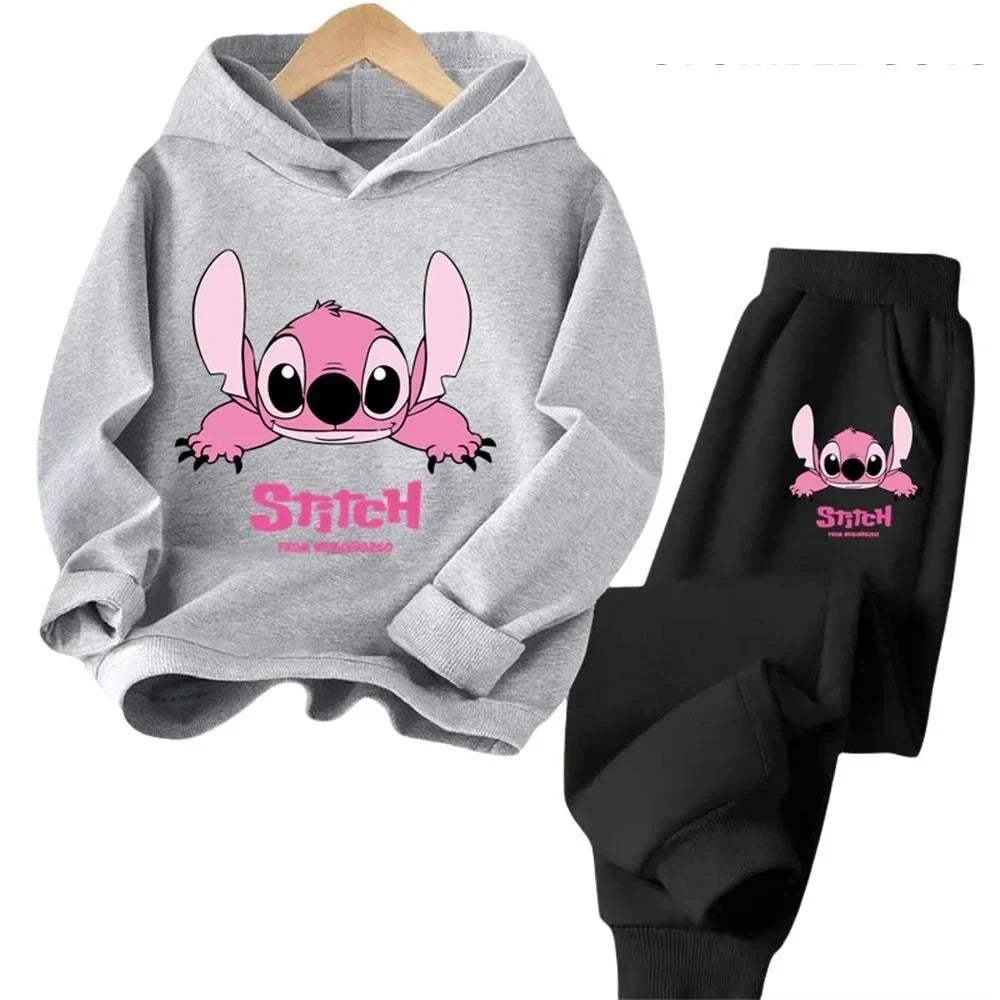 Children Hoodies Stitch Kawaii Fashion Pullover Sweatshirt Anime Trucksuit Manga Cartoons Girls Boy Kids Autumn Casual Clothes Good Vibrations