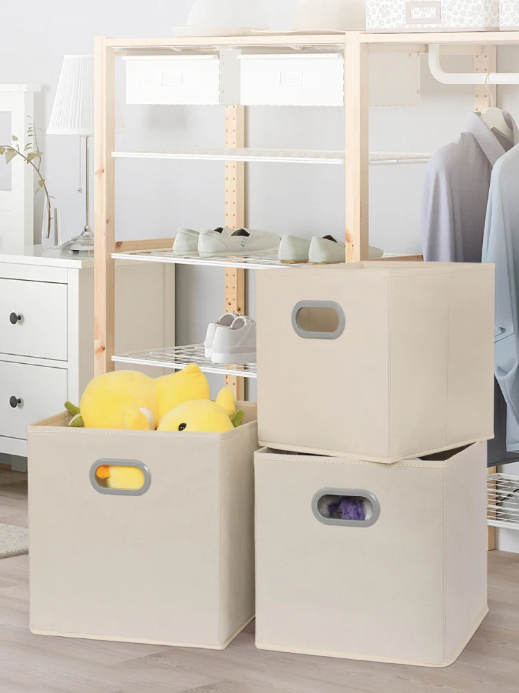 Square Grid Storage Box Home Dormitory Stackable Storage Bin Bookcase Storage Box Toy Miscellaneous Item Organizer Basket Good Vibrations