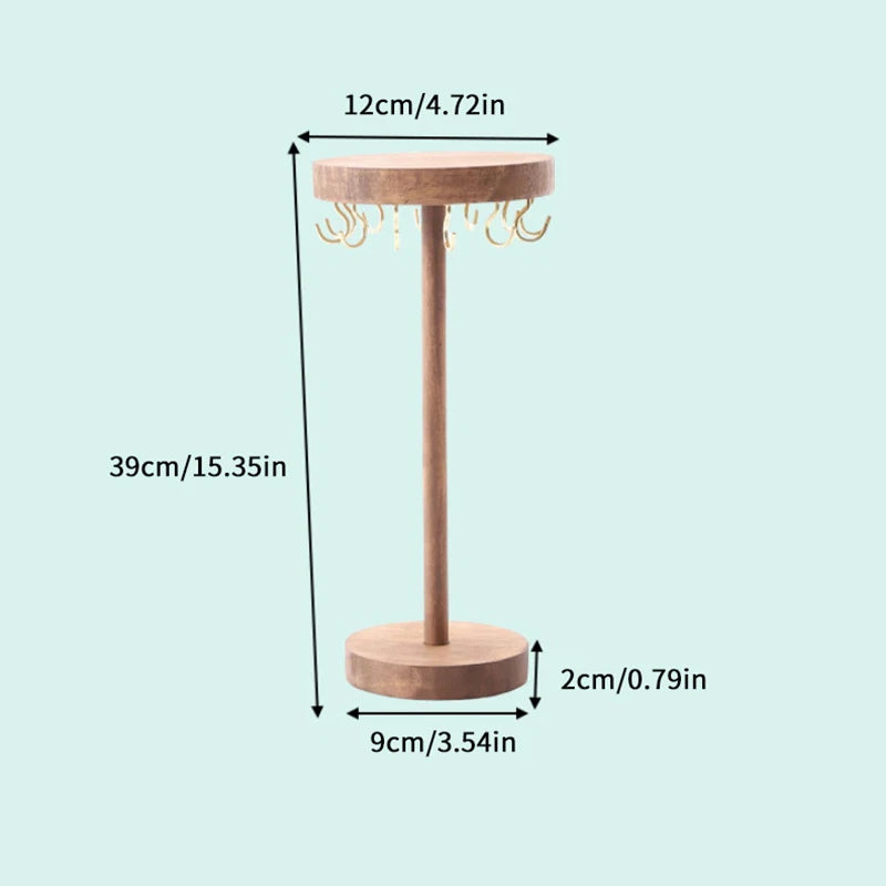 Necklace Holder Organizer Jewelry Tree Stand With 12/18 Metal Hooks Wooden Necklace Display Tower For Home Or Show Selling Use