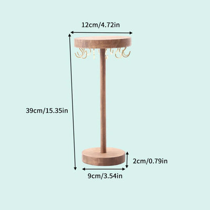 Necklace Holder Organizer Jewelry Tree Stand With 12/18 Metal Hooks Wooden Necklace Display Tower For Home Or Show Selling Use Good Vibrations