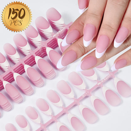 100Pcs Light Pink Press on Nails Short Medium Square Wearable Fake Nails Tips 10 sizes Full Cover False Nails Finger Decoration Good Vibrations