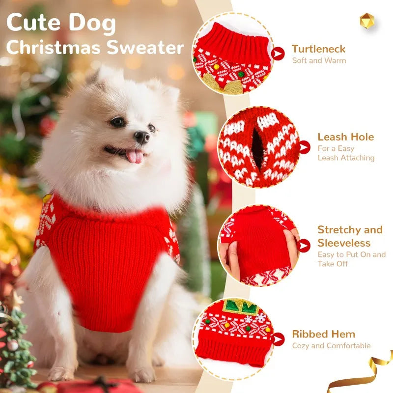 Dog Christmas Clothes Winter Dog Sweater Warm Clothing 2025 Pupppy Sweatshirt Dog Coat for Large Dogs Striped Print Pet Pullover Good Vibrations