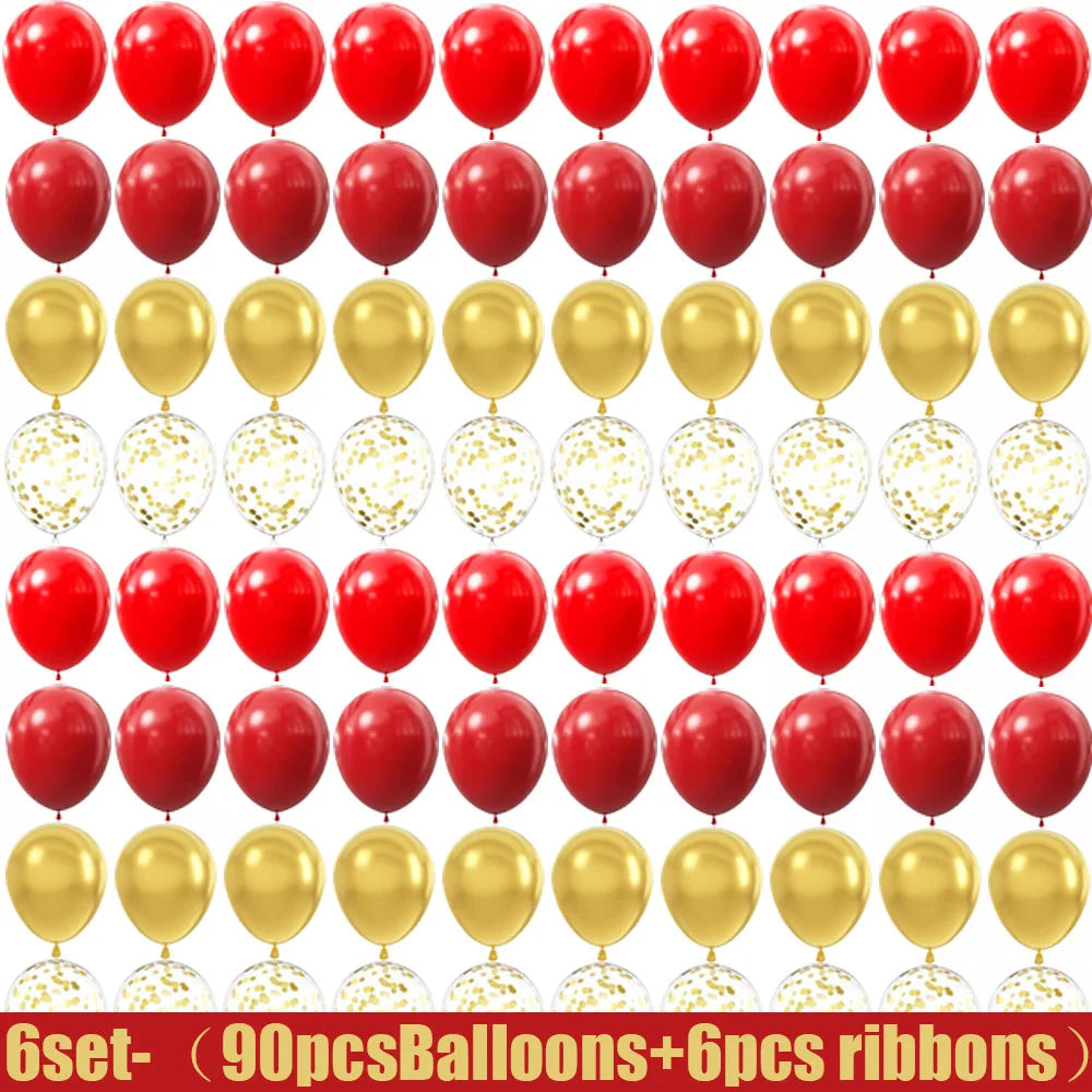 15-150 wedding themed decorations with red and gold latex balloons, suitable for birthdays, weddings, and home decor Good Vibrations