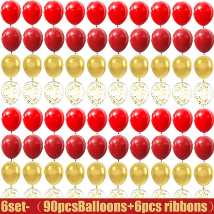15-150 wedding themed decorations with red and gold latex balloons, suitable for birthdays, weddings, and home decor Good Vibrations