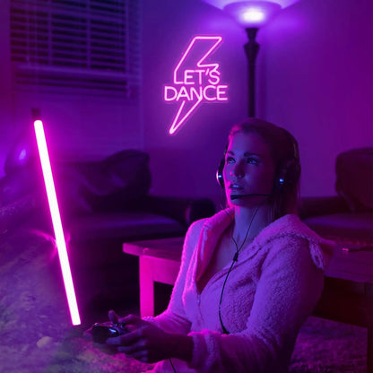Let's Dance Neon Sign Pink Led Light Sign Light Up Signs Letter Neon Signs for Bedroom Bar Wedding Birthday Dancing Party Decor Good Vibrations