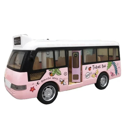 City Bus Toys Cars for Toddlers Cars for Boys Girls Pull Back Play Vehicle Bus Model with Sound Light Up & Open-able Doors Good Vibrations