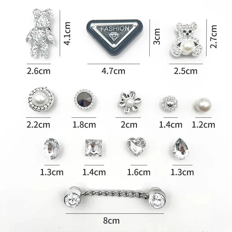 Shoe Charm for Crocs DIY Cartoon Pearl Bear Bead Chain Shoe Decorations Accessories Charms for Clogs Bogg Bag Slides Sandals Good Vibrations