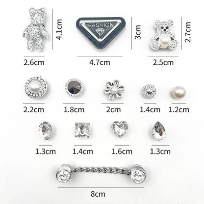 Shoe Charm for Crocs DIY Cartoon Pearl Bear Bead Chain Shoe Decorations Accessories Charms for Clogs Bogg Bag Slides Sandals Good Vibrations