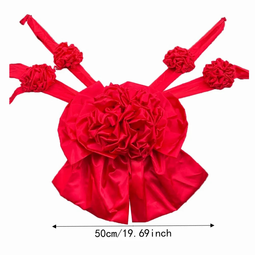 Large Wedding Car Front Decor Full Set Romantic Floral Ball Flower Arrangement Ribbon Bows Bridal Main Car Decor Good Vibrations