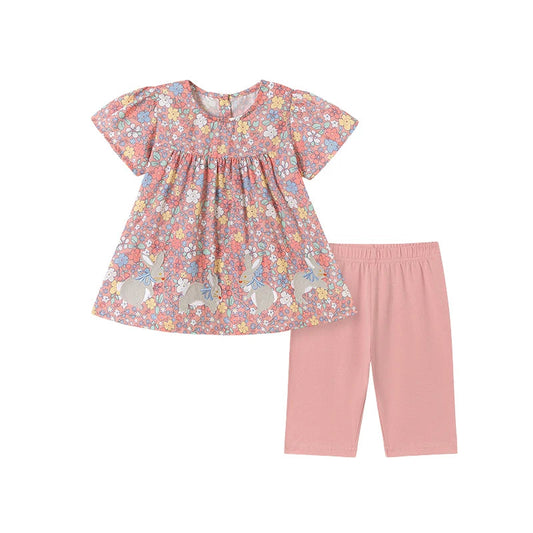 Little maven Kids Clothes Baby Girls 2026 Children's Clothing Tracksuit Summer Cotton Sets Cartoon Rabbits T Shirts Tops+Pants Good Vibrations