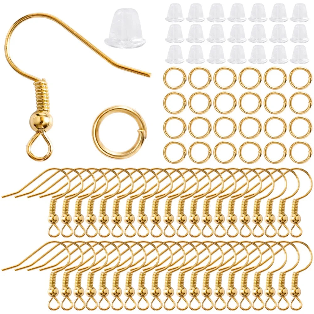 300Pcs Earrings Set Hypoallergenic Earring Hooks Jump Rings Clear Rubber Earring Backs For Jewelry Making Findings Accessories Good Vibrations