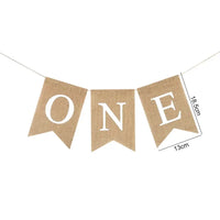 Baby First Birthday Chair Banner Burlap ONE Garland Boy Girl One Year Old Birthday Party Decoration Favors Photo Props Supplies Good Vibrations