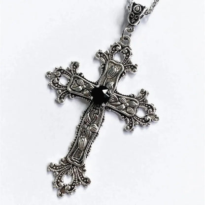 Cross pendant necklace Gothic style zircon inlaid pendant Good Vibrations