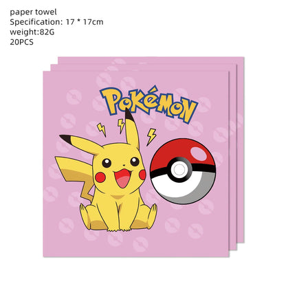 Pokemon Birthday Party Disposable Party Plates Pikachu Theme Tablecloth Character Balloon Birthday Decoration Baby Shower Suppli Good Vibrations