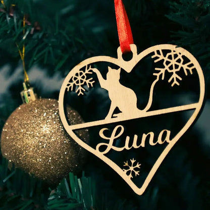 Personalized Cat Christmas Tree Decoration Custom Baubles Set Cat Gift Christmas Heart Bauble Personalised Hanging Ornament Good Vibrations