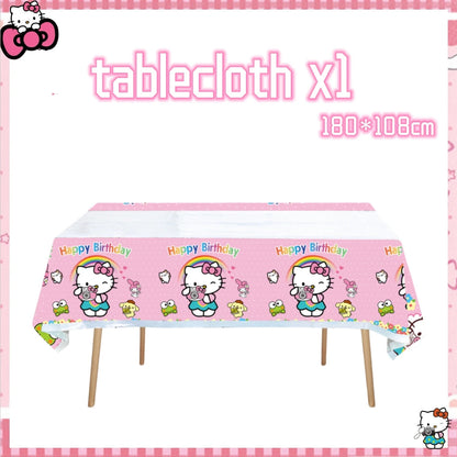 Hello Kitty Birthday Party Decoration Disposable Tableware Cup Plate Tablecloth Balloons Baby Shower Girls Party favors Supplies Good Vibrations