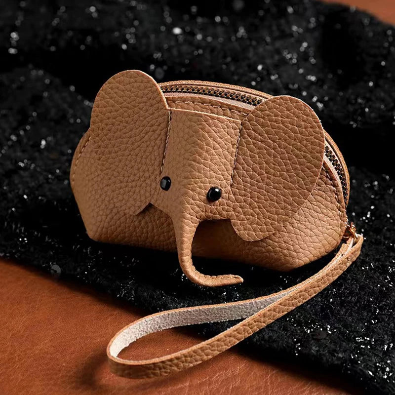PU Leather Elephant Money Bag Women Coin Purse With Key Ring Multifunctional Zipper Storage Bags Key Case Good Vibrations
