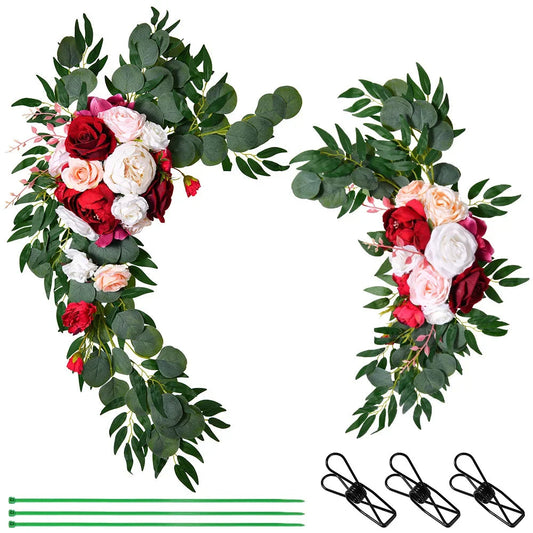 Wedding Arch Flower Wedding Home Decoration Round Artificial Flower Rose Peony Wedding Guest Card Decoration Good Vibrations