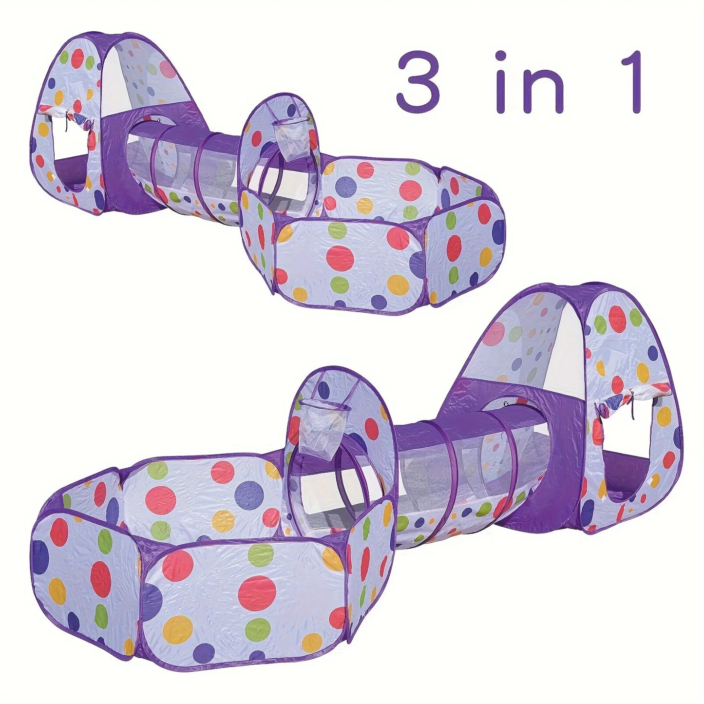 Kids Castle Tent Tunnel 3 Piece Set Boys Girls Princess Playhouse Indoor Outdoor Crawling Game Foldable Toy Ocean Ball Pool Gift Good Vibrations