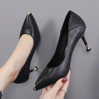 Formal Shoes For Women 2024 High Heels On Heeled Luxury Leather Casual Ladies Summer Footwear Pointed Toe Office Pumps Trend A E Good Vibrations