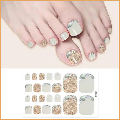 Nail Polish Film Toenail Stickers Solid Color Glitter Toe Nail Art Sticker DIY Waterproof Adhesive Nail Wraps Decals Decors Good Vibrations