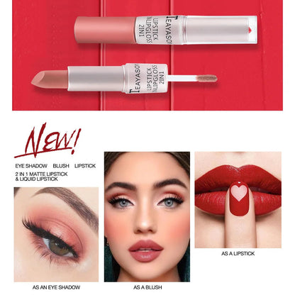 Long Lasting Velvet Matte Lipstick Double Head Lip Gloss Non-stick Cup Lip Gloss Tint Plumper Waterproof Lipstick Makeup Good Vibrations