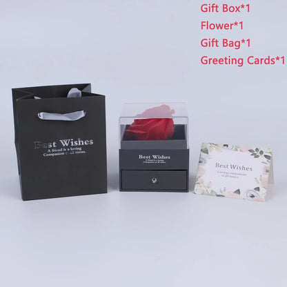 Women's Holiday Gifts Eternal Red Rose With Heart Necklace Flower Lipstick Gift For Mom Girlfriend Birthday From Daughter Sons Good Vibrations