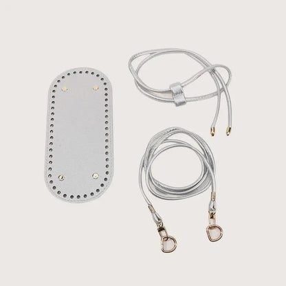 3Pcs DIY Purse Making Kit with Chain PU Leather Bucket Bag Base & Shoulder Strap Crochet Handbag Accessories ﻿ Good Vibrations