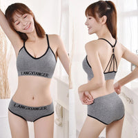 Women's Underwear Set Letter Sports Bra Seamless Female Underwear Comfort No Steel Ring Suit Solid Color Underwear Good Vibrations