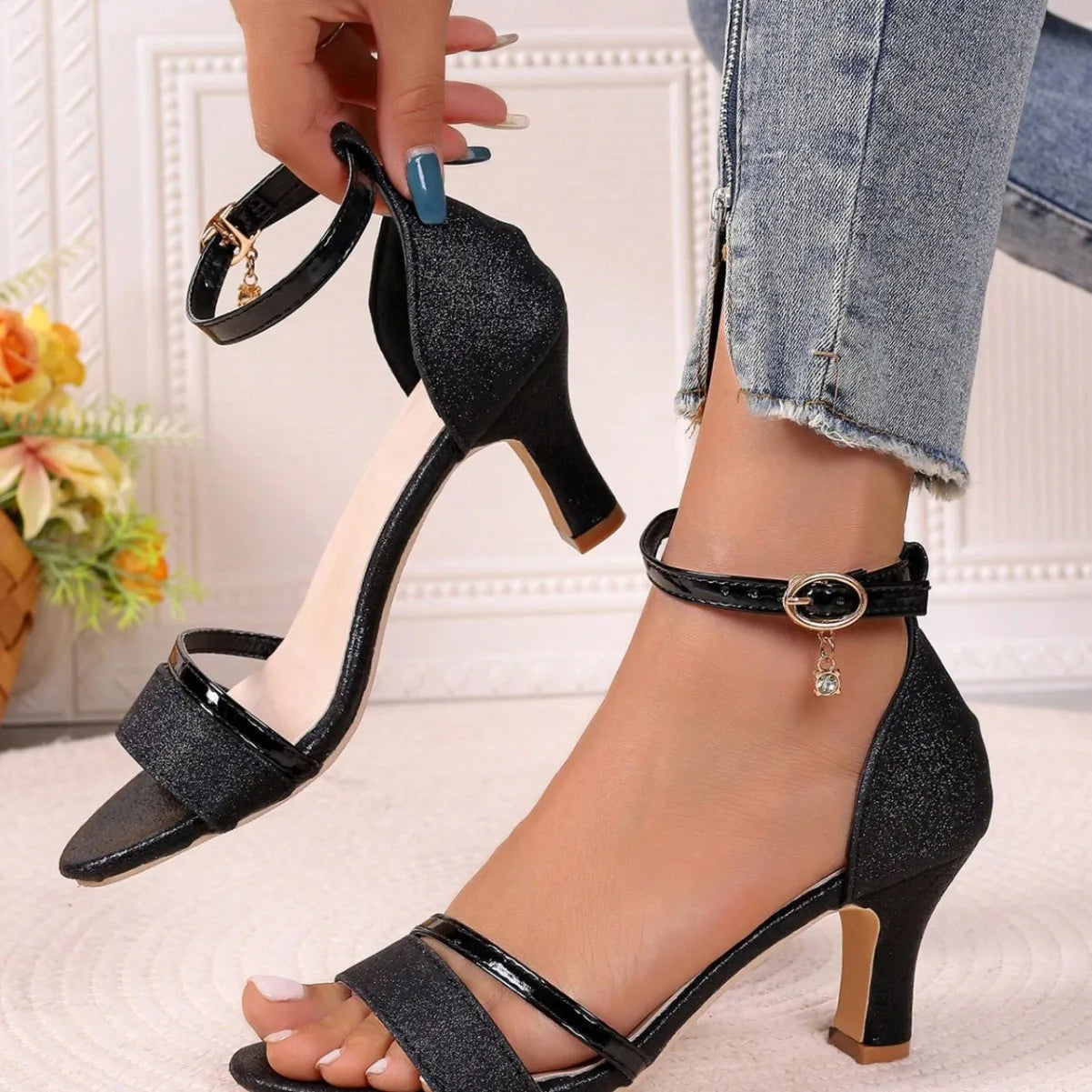 Women High Heels Sandals Summer Fashion Party Shoes for Women Comfortable Open Toed Thin Heels Sandals Designer Luxury Sandals Good Vibrations