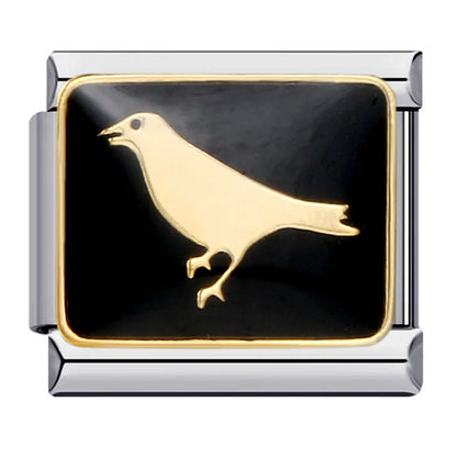 Goth Vintage Black Glaze Skull Raven Ghost Halloween Day's Charm Links Fit 9mm Bracelet Stainless Steel Making DIY Jewelry Good Vibrations