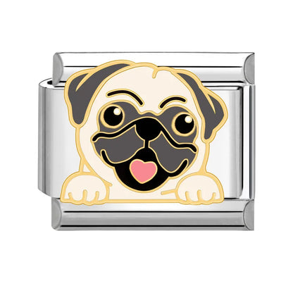 Cartoon Charm Teddy Corgi Shiba Inu Pet Dog Italian Charm Links Fit 9mm Bracelet Stainless Steel DIY Jewelry Making Wholesale Good Vibrations
