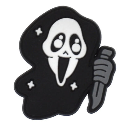 1PCS Hot Selling Ghost Series Shoe Charm PVC Sandal Accessories DIY Cartoon Skeleton Bag Wristband Decor Halloween Gifts Good Vibrations