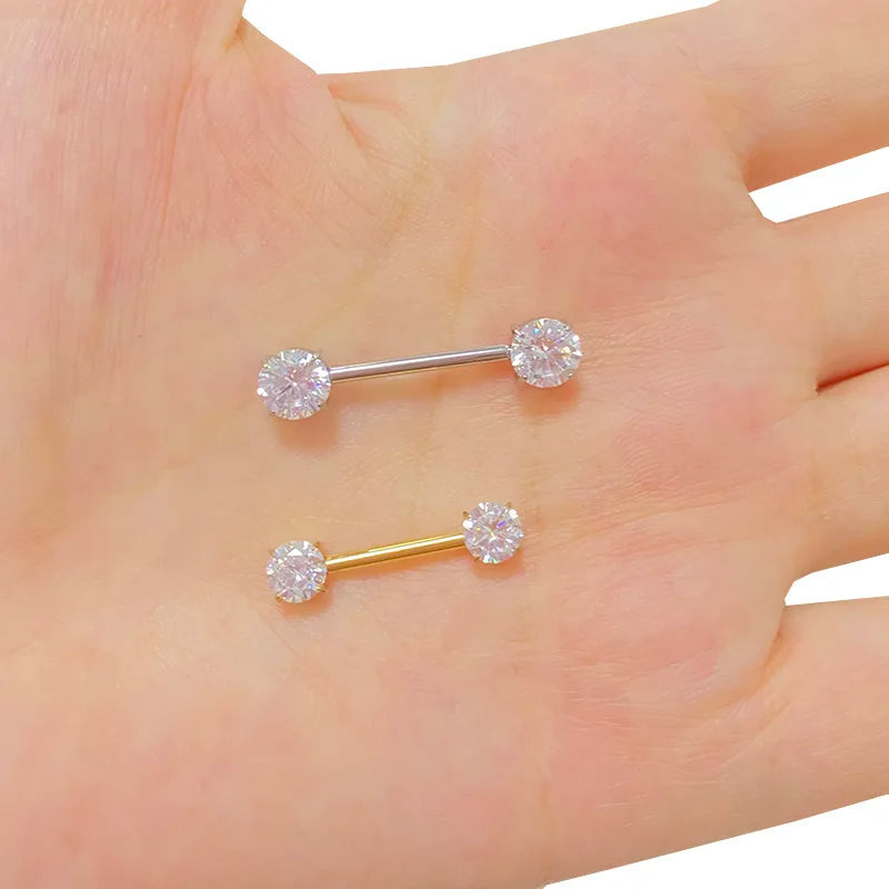 ASTM F136 Titanium PIERC Barbell Ring Nipple Ring Barbell CZ 16/14/12mm Ear Bar Piercing Bar Barbells Nipple Piercing Jewelry Good Vibrations
