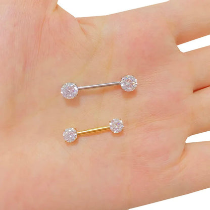 ASTM F136 Titanium PIERC Barbell Ring Nipple Ring Barbell CZ 16/14/12mm Ear Bar Piercing Bar Barbells Nipple Piercing Jewelry Good Vibrations