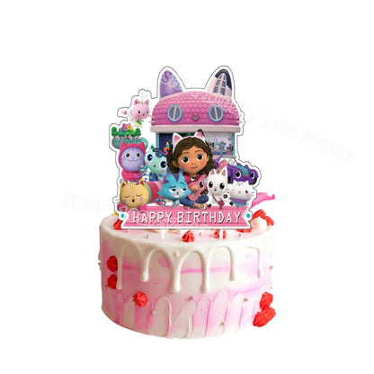 Gabby Dollhouse Birthday Party Supplies Kids Disposable Tableware Backdrop Cake Decoration Girl Baby Shower Numbers Balloon Gift Good Vibrations