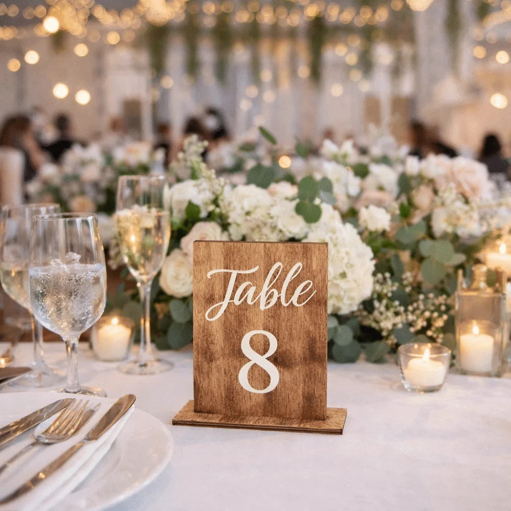 Seat Numbers Double-Sided Wedding Table Numbers Numbers 1-20 Vintage Wooden Table Markers Durable Texture Number Cards Party Good Vibrations