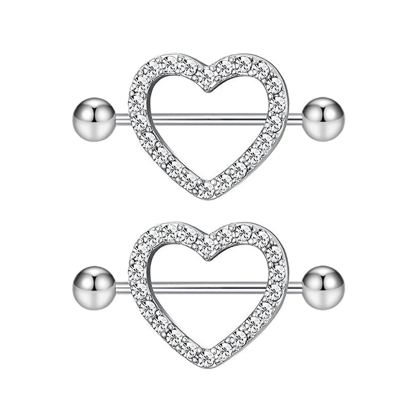 1 Pair Heart Barbell Nipple Ring Piercing Helix Piercing Sexy Nipple Jewelry High Quality Zircon Nipple Rings For Women Oreja Good Vibrations