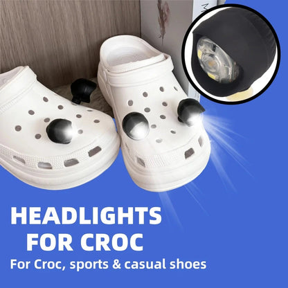 2PCS Outdoor Camping Crocs Headlight Upgrade Rechargeable Adult Children's Shoes Charm Decoration Good Vibrations