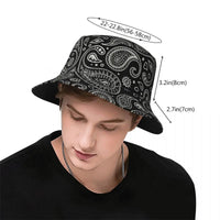 Black Paisley Pattern Bandana Print Bucket Hats Women Men Unisex Trendy Summer Fisherman's Hat Good Vibrations
