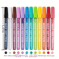 12 Color Nail Art Pens,Quick-Drying Acrylic Color Pens, Turn up DIY art on your fingertips to create a variety of wearable nails Good Vibrations