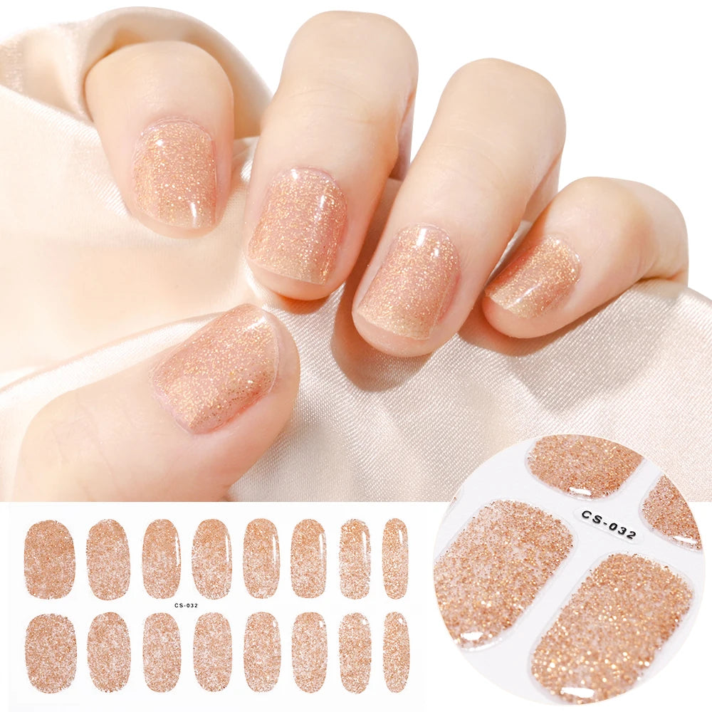UV Semi-Cured Gel Nail Wraps Stickers Strips French Long Lasting Full Cover LED Gel Semi Cured Nail Sliders For Nail Extension & Good Vibrations