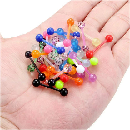 2Pcs 14G 16mm Glow In The Dark Flexible Acrylic Straight Tongue Nipple Ring Retainer Piercing Fpr Woman and Man Good Vibrations Adult Super Store