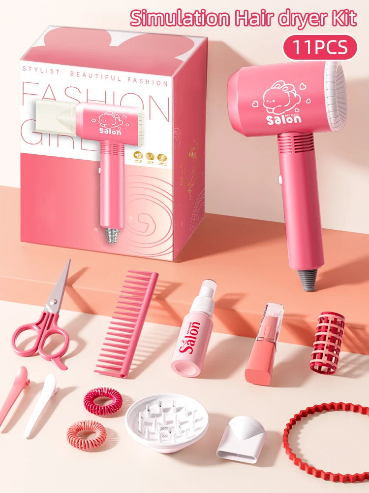 Kids Make Up Toys Simulation Haircut Kit Children's Hair dryer Role Playing Game Educational Toys For Girls Pretend Play Gifts Good Vibrations