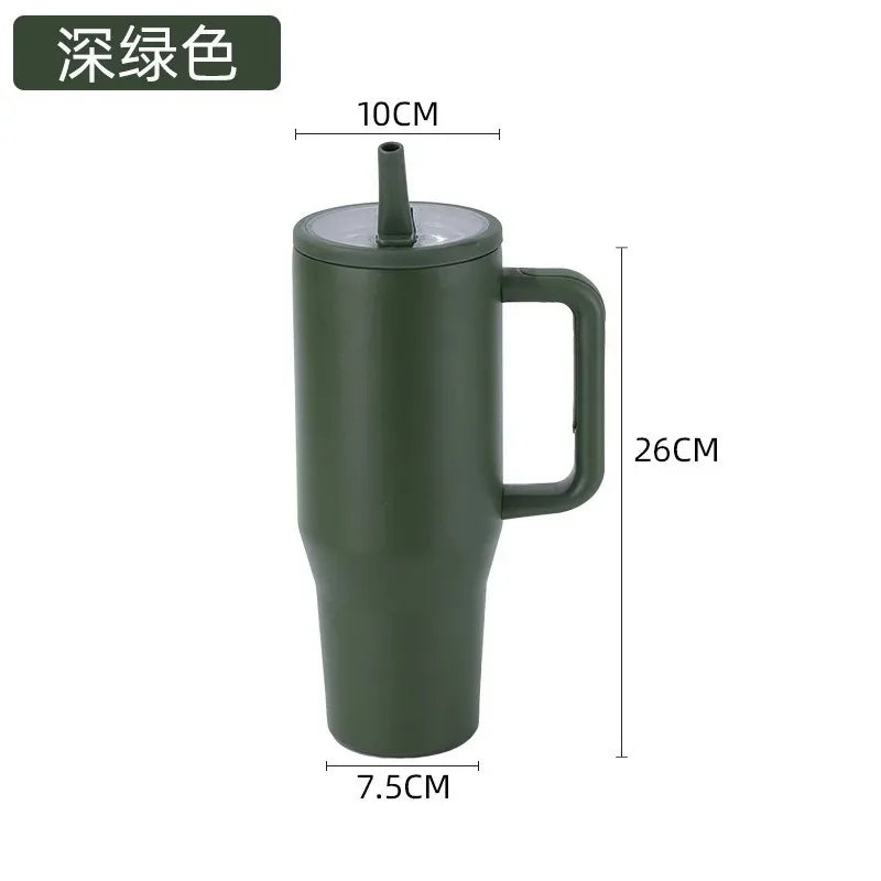 40oz Cross-border thermos cup 40oz double-layer ice cup leak-proof foldable straw cover convenient direct drinking mouth car cup Good Vibrations